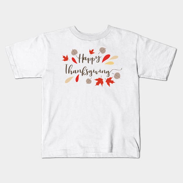 Happy Thanksiving Kids T-Shirt by SWON Design